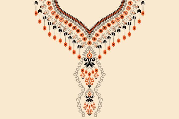 Beautiful Knitted Neckline Embroidery Review