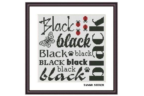 Black Words Cloud Typography Embroidery Review