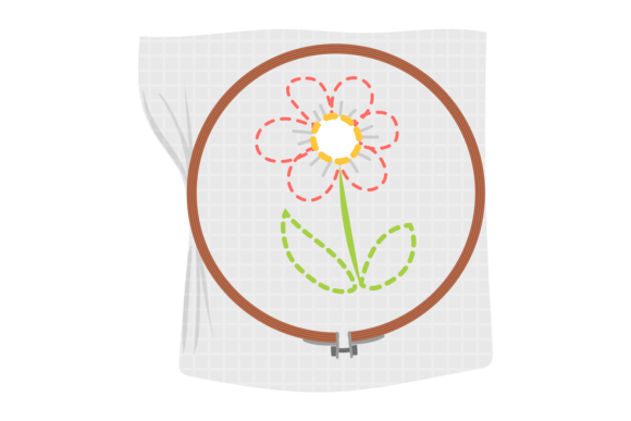 Embroidery Icon: Stitched Flower on Hoop