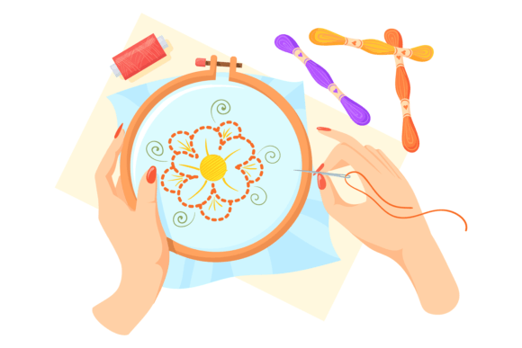 Handmade Embroidery Icon: Sewing Hands