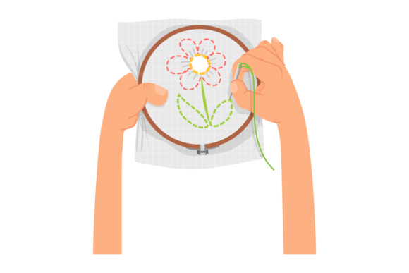 Hands Sewing Flower Patch Embroidery Design Review