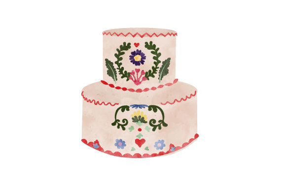 Mexican Embroidery Cake, Two Layer Watercolor