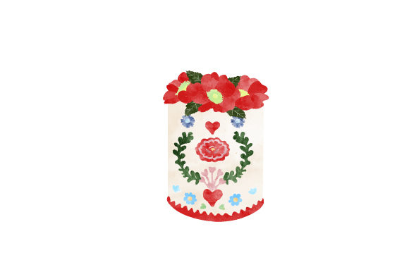 Mexican Embroidery Cake with Flowers Watercolor